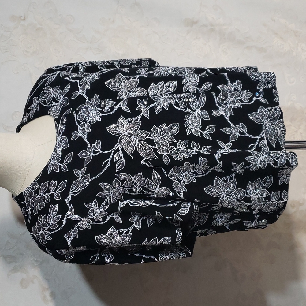 Ronni Nicole 11 Black Stretch Knit Sparkly Dress Jacket Size 20W